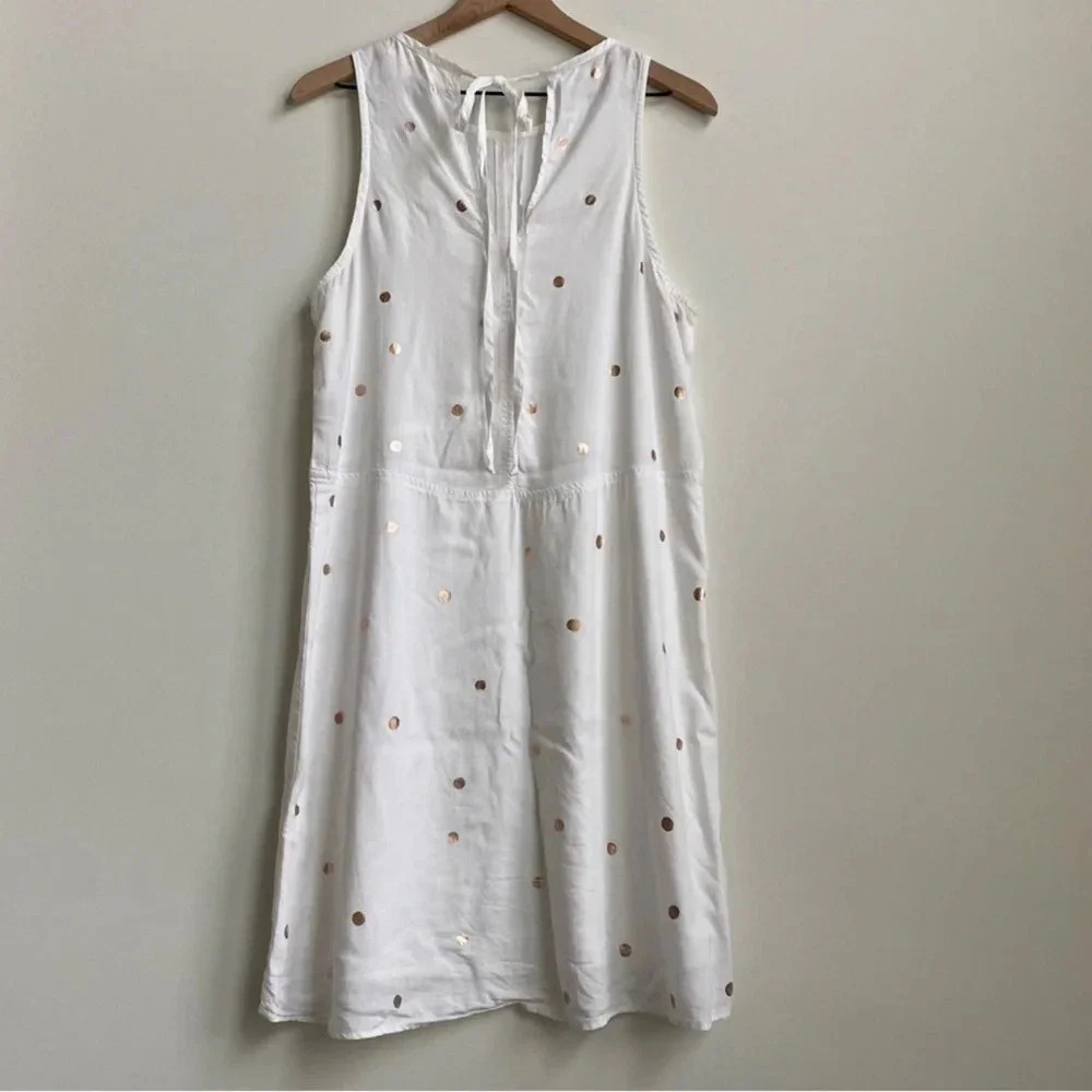 Anthropologie Cloth & Stone Polka Dot Seamed Dress Foil Print White Size Medium - Picture 6 of 9